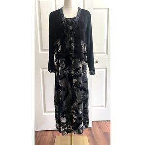 JENNA BROWN Vintage 90’s Y2K Velvet Burnout Empire Slip Dress Terry Jacket